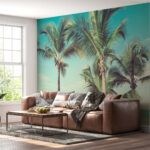 Wall murals Palm trees on a beach