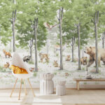 Wall murals Group of animals in a forest