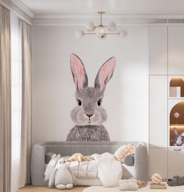 Adorable bunny with fluffy ears Wall murals Adorable bunny with fluffy ears