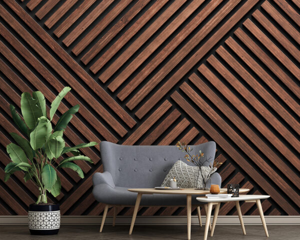 Wood planks on a black surface Wall murals Wood planks on a black surface