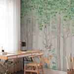 Wall murals Forest animals among the tall trees.