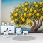 Wall murals Vibrant lemons on a coastal tree.