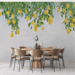 Wall murals Lemons hanging from leafy branches.
