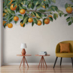 Wall murals Oranges on branches with leaves.