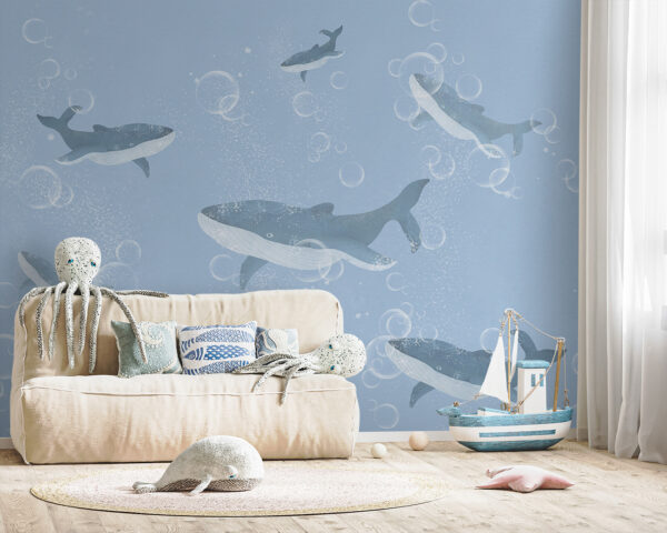 Whale swimming in the water Wall murals Whale swimming in the water