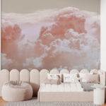 Wall murals Fluffy pink clouds in the sky