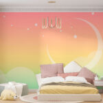 Wall murals Moon and stars in the sky