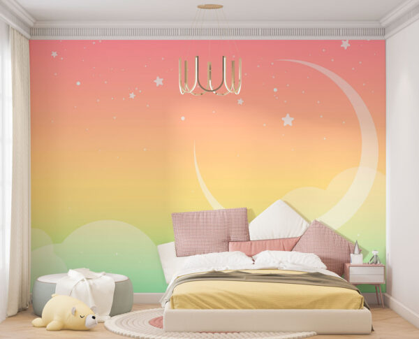 Moon and stars in the sky Wall murals Moon and stars in the sky