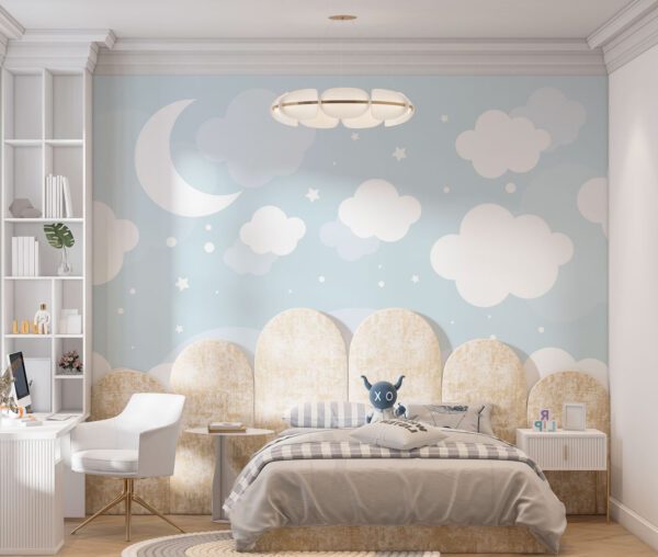 Wall mural Moon and clouds in the sky