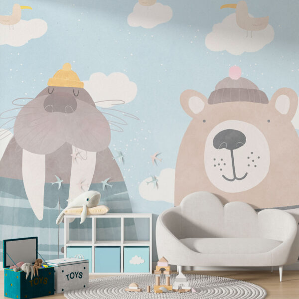 Walrus wearing a hat and shorts Wall murals Walrus wearing a hat and shorts