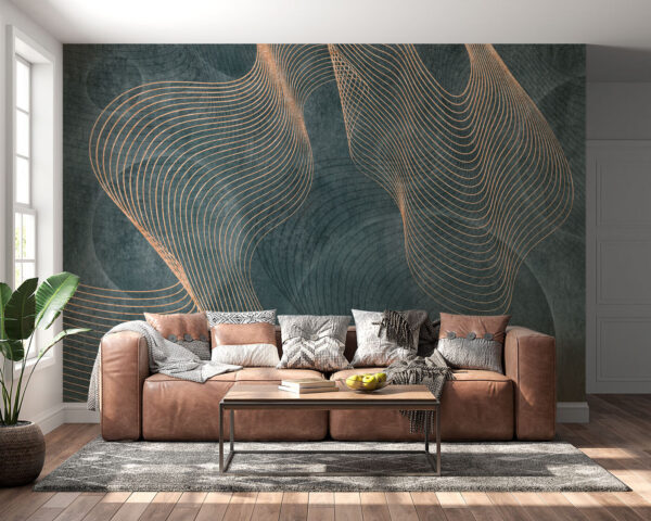 Wall murals Wall murals Abstract waves dance across darkness (SKU: u97469v1)