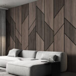 Wall murals Geometric pattern on wood surface.