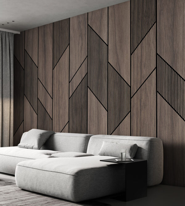 Wall murals Geometric pattern on wood surface. (SKU: u97427)