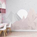 Wall murals White background with stars and a white circle