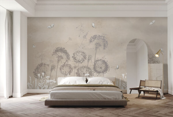 Whimsical dandelions and butterflies dance Wall murals Whimsical dandelions and butterflies dance