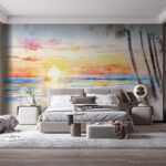 Wall murals Watercolor of a beach