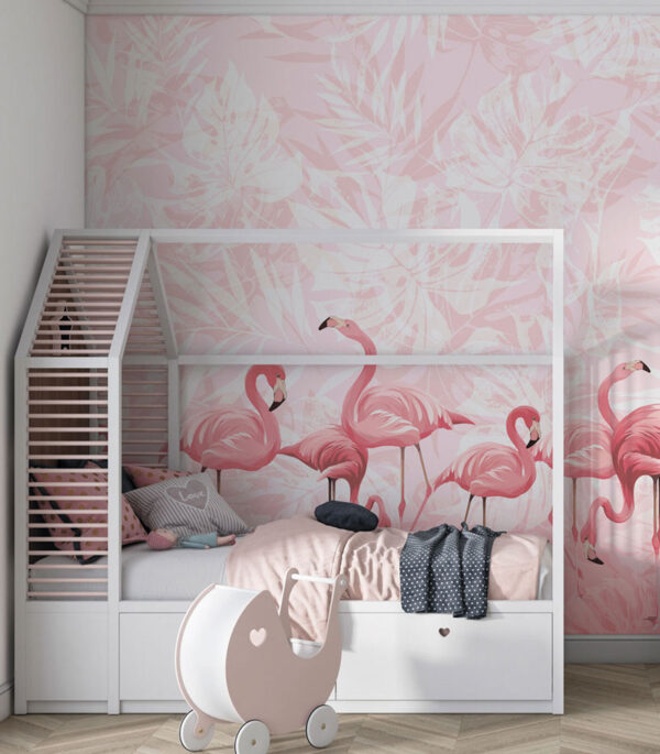 Group of pink flamingos Wall murals Group of pink flamingos