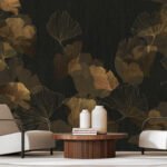 Wall murals Delicate leaves on dark background.