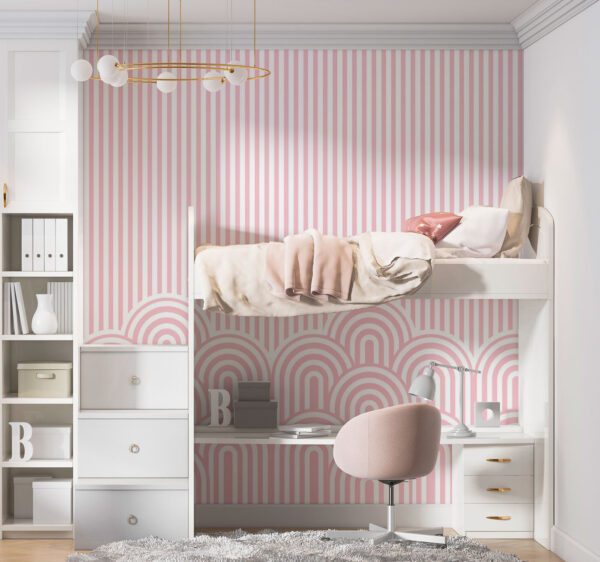 Pink and white striped pattern Wall murals Pink and white striped pattern