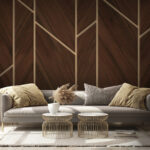 Wall murals Geometric wooden pattern design tiles.