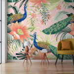 Wall murals Colorful bird with feathers