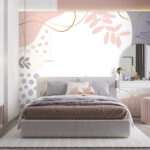 Wall murals Abstract leaves with pastel shapes.