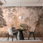 Wall murals Serene forest with gentle hues.