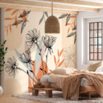 Wall murals Black and white drawing of a flower