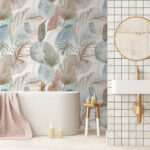 Wall murals Tropical watercolor leaves pattern design.