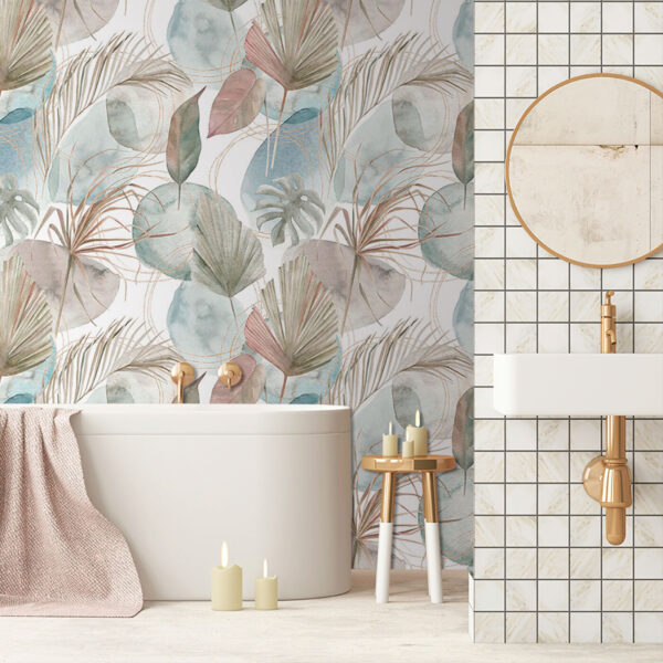 Tropical watercolor leaves pattern design Wall murals Tropical watercolor leaves pattern design