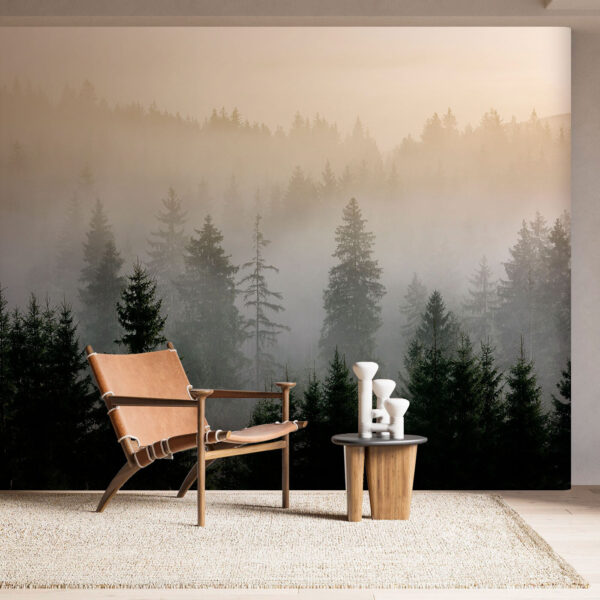 Group of trees in the fog Wall murals Group of trees in the fog