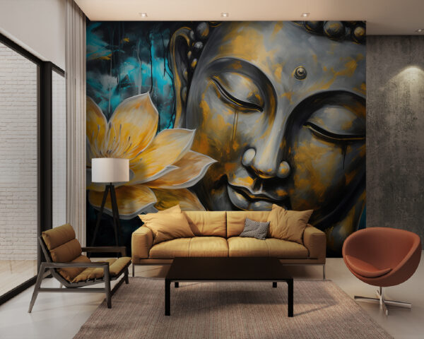 Painting of a yellow flower Wall murals Painting of a yellow flower