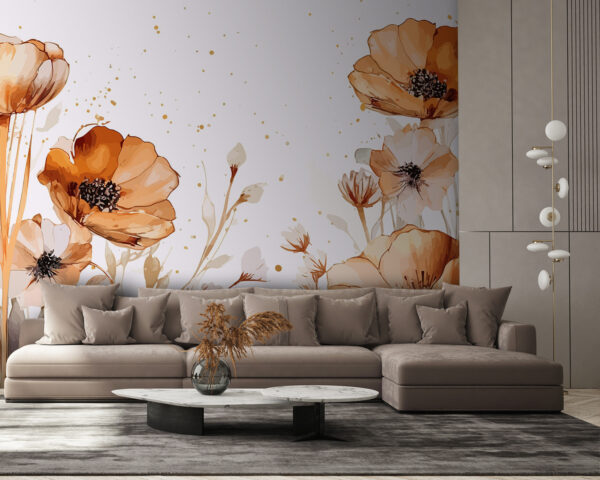 Vibrant watercolor poppies in bloom Wall murals Vibrant watercolor poppies in bloom