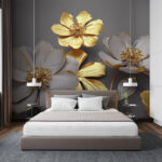 Wall murals Elegant metallic blooms depicted artistically.