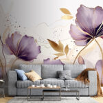Wall murals Purple flower on a white surface