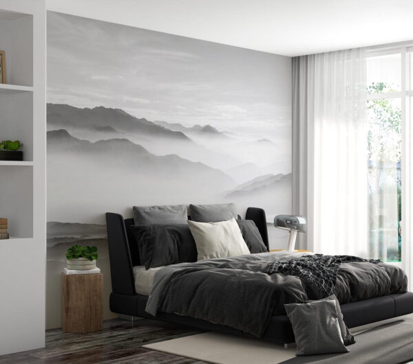 Foggy mountain range Wall murals Foggy mountain range