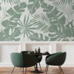 Wall murals Tropical leaves pattern, soft green tones.