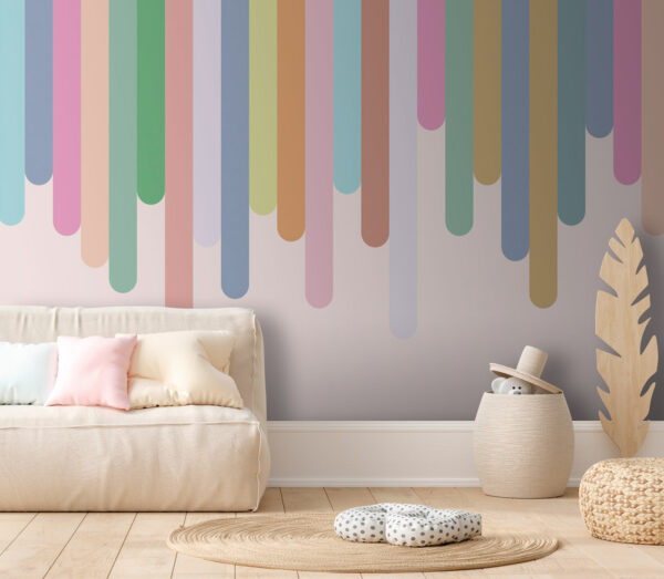 Colorful lines descending from above Wall murals Colorful lines descending from above