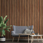 Wall murals Wood slat with black stripes