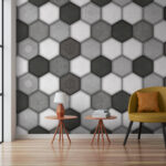 Wall murals Grey hexagon with a white background