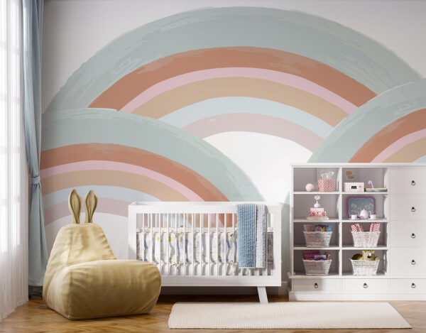 Rainbow painted on a white background Wall murals Rainbow painted on a white background
