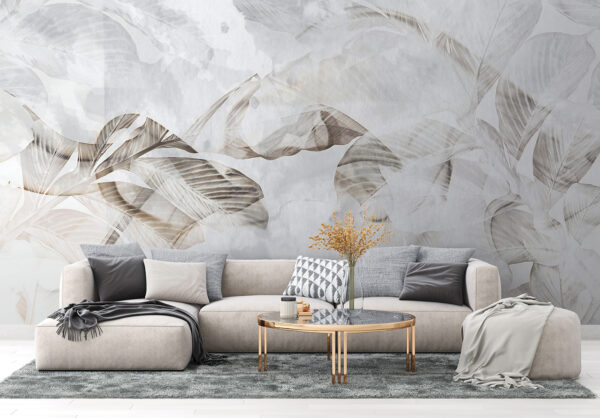 Abstract leaves with gentle shading Wall murals Abstract leaves with gentle shading