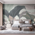 Wall murals Abstract leaves in pastel hues.