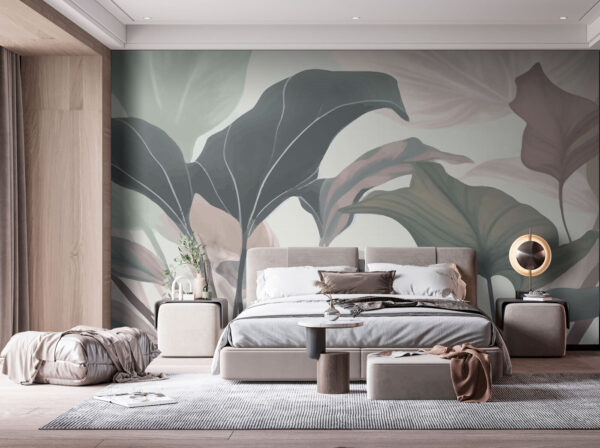 Abstract leaves in pastel hues Wall murals Abstract leaves in pastel hues