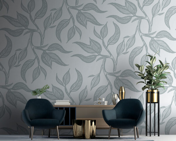 Wall murals Pattern of leaves on a white background Wall murals Pattern of leaves on a white background