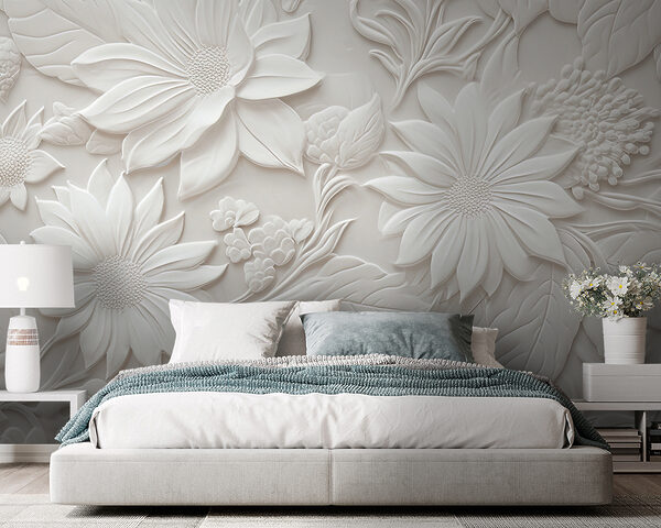 Wall murals Wall murals Intricate floral embossed relief design (SKU: u96695)