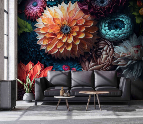 Colorful flowers blooming with elegance Wall murals Colorful flowers blooming with elegance