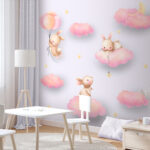 Wall murals Cartoon bunny holding a string
