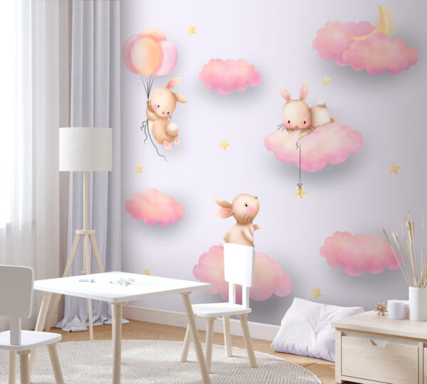 Cartoon bunny holding a string Wall murals Cartoon bunny holding a string