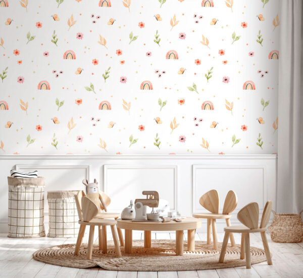 Wall murals Wall murals Whimsical nature pattern with rainbows. (SKU: u96608)